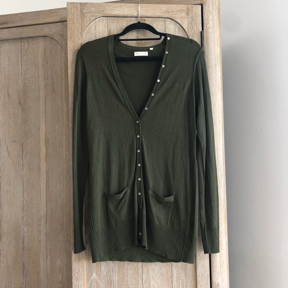 Martin + Osa hunter green button cardigan